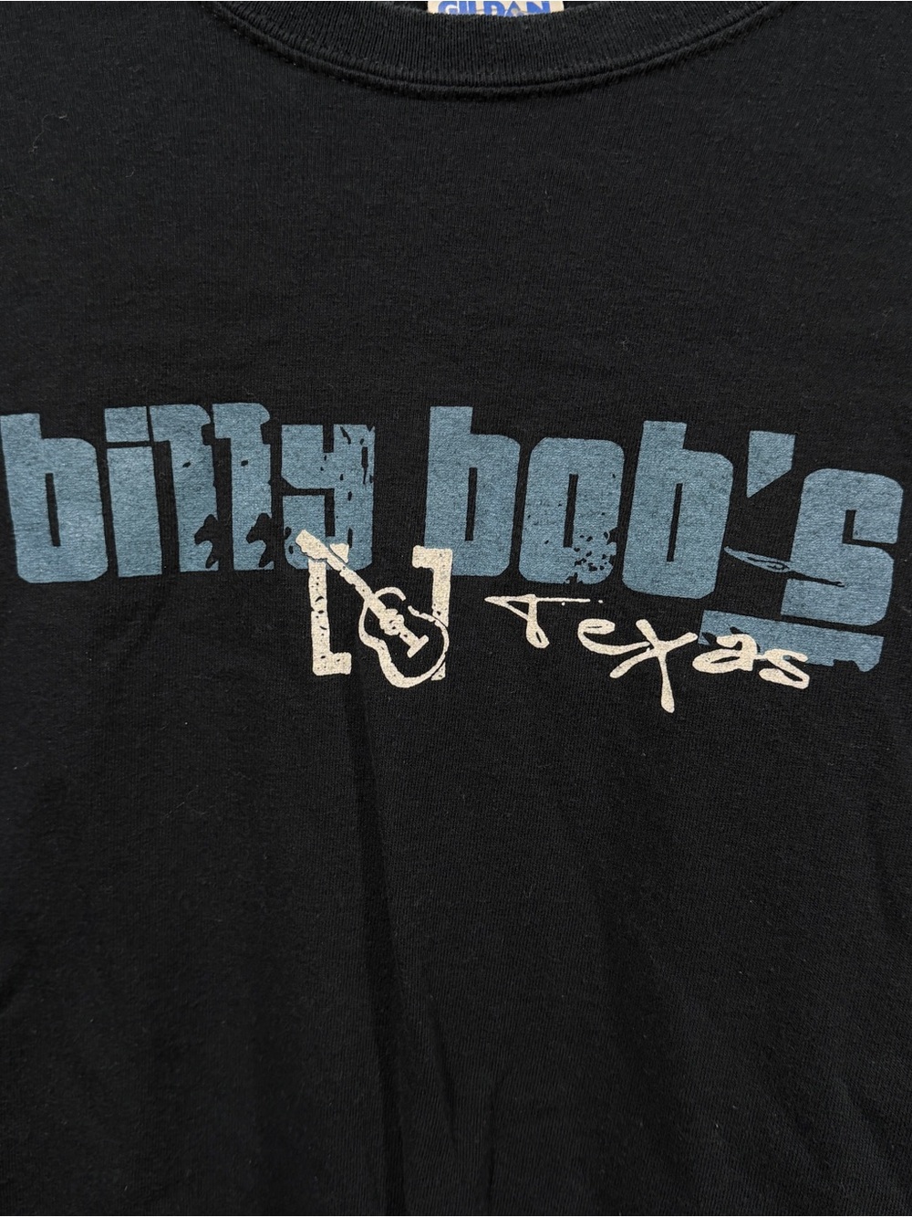 Gildan Black Kids Tee with Blue and Cream 'Billy Bob's Texas' Graphic